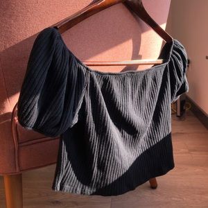 Ruffled Black Crop Top